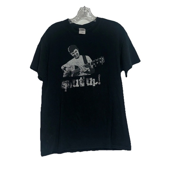Gildan M 2000s Shut Up Guitarist Distressed Worn Holes Faded Y2K heavy cotton - Picture 1 of 9